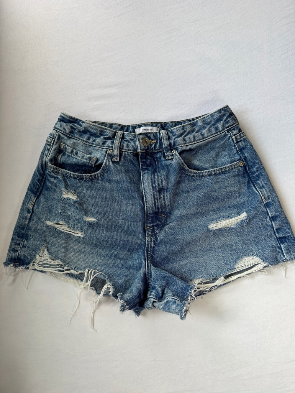 Retro high rise jean shorts